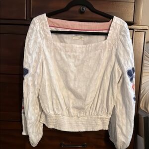 White Embroidered Women's Top